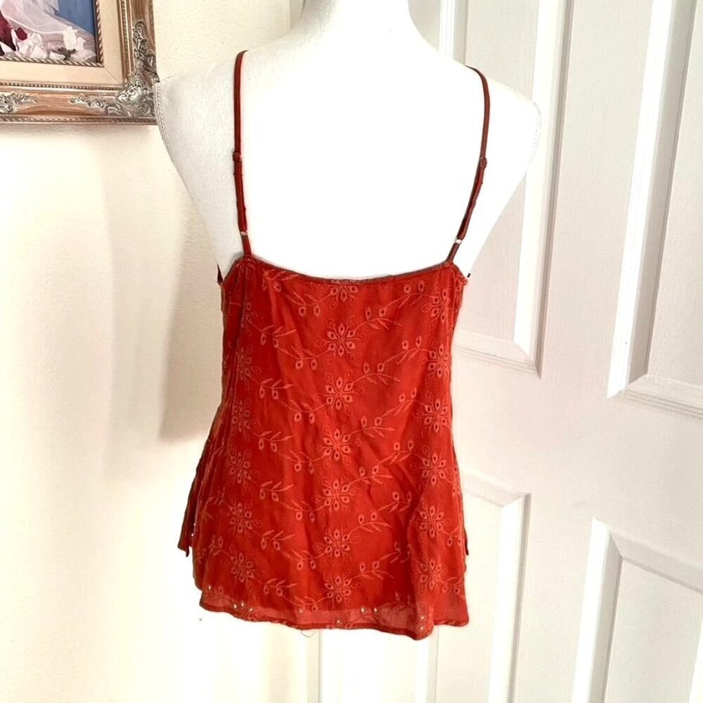 ASTR The Label Floral Eyelet Wrap Tie Top Rust Size Medium Feminine Summer. B40 - Picture 4 of 11